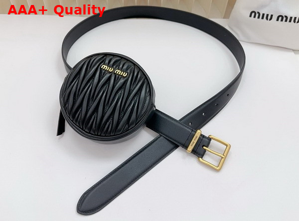 Miu Miu Belt with Round Matelasse Pouch in Black Replica