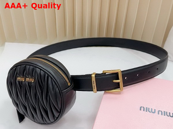 Miu Miu Belt with Round Matelasse Pouch in Black Replica