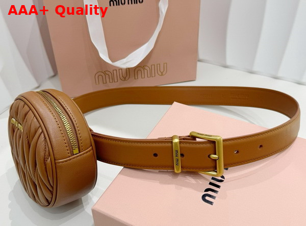 Miu Miu Belt with Round Matelasse Pouch in Caramel Replica