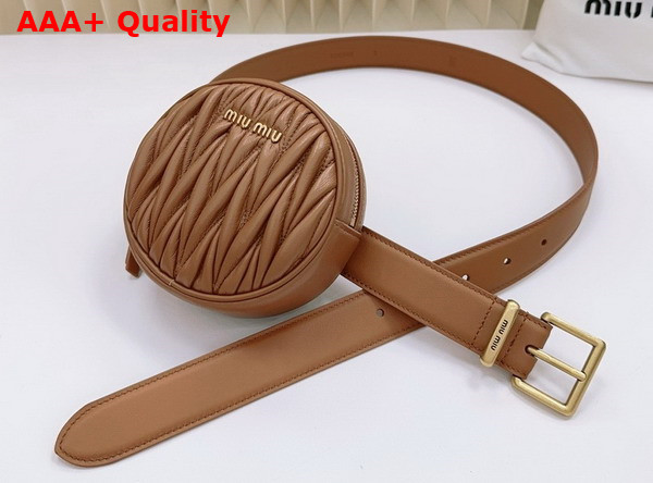 Miu Miu Belt with Round Matelasse Pouch in Caramel Replica