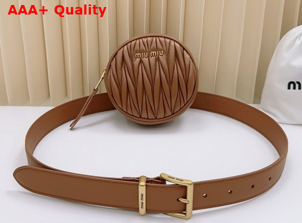 Miu Miu Belt with Round Matelasse Pouch in Caramel Replica