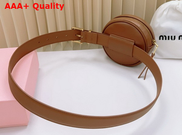 Miu Miu Belt with Round Matelasse Pouch in Caramel Replica
