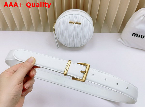 Miu Miu Belt with Round Matelasse Pouch in White Replica