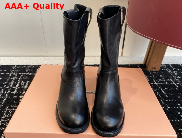Miu Miu Bleached Leather Boot in Black Replica