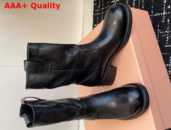Miu Miu Bleached Leather Boot in Black Replica