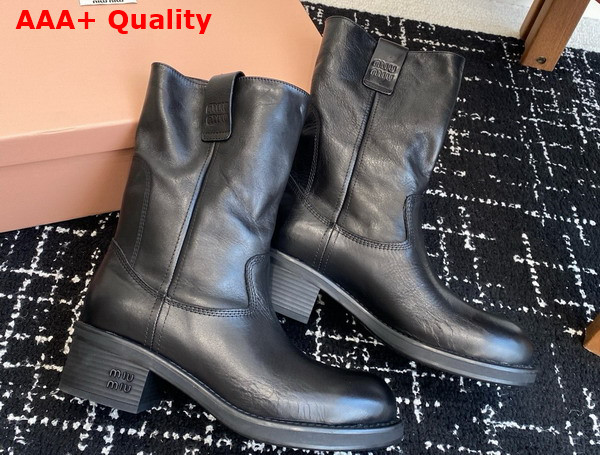 Miu Miu Bleached Leather Boot in Black Replica