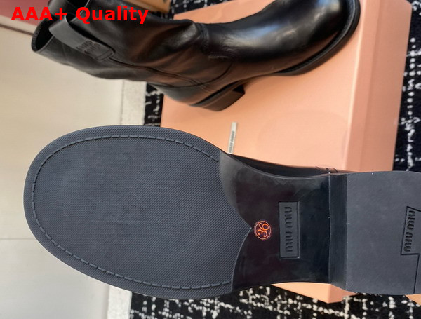Miu Miu Bleached Leather Boot in Black Replica