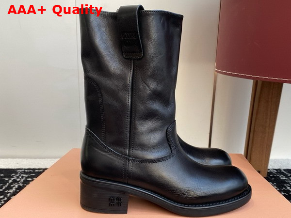 Miu Miu Bleached Leather Boot in Black Replica