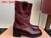 Miu Miu Bleached Leather Boot in Burgundy Replica