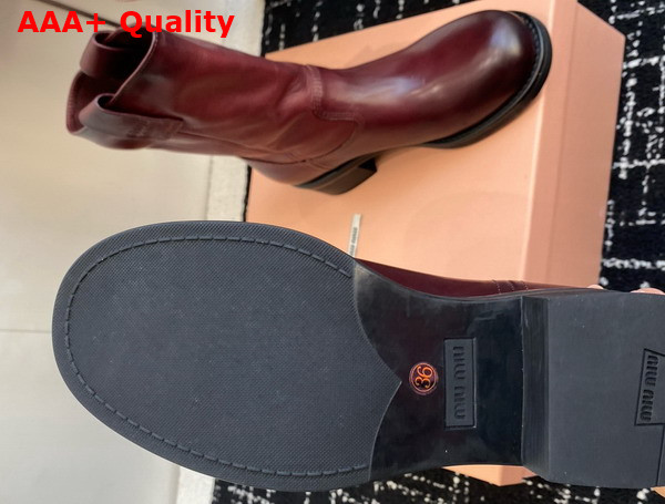 Miu Miu Bleached Leather Boot in Burgundy Replica