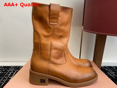 Miu Miu Bleached Leather Boot in Caramel Replica