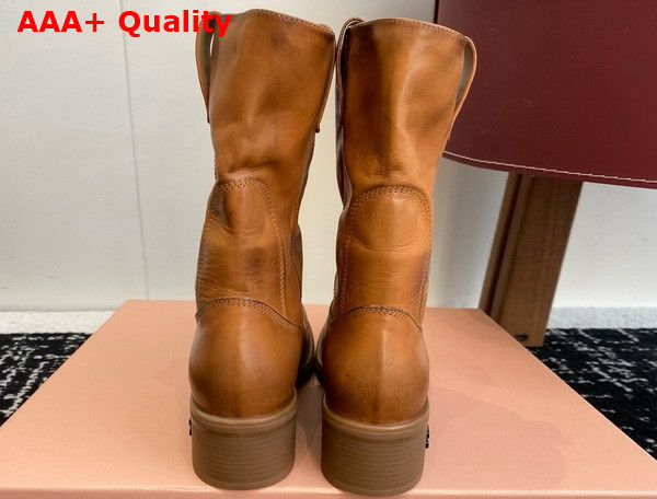 Miu Miu Bleached Leather Boot in Caramel Replica