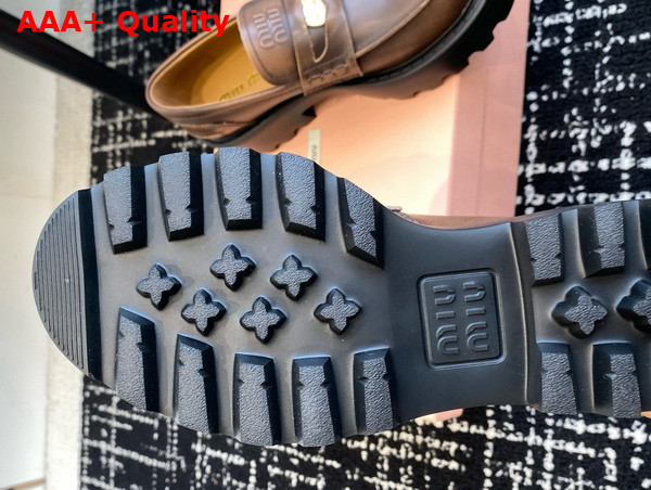 Miu Miu Bleached Leather Loafers in Sienna 5D292E Replica