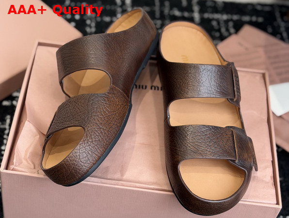 Miu Miu Bleached Leather Sandals in Palisander 5XX674 Replica