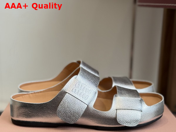 Miu Miu Bleached Leather Sandals in Silver 5XX674 Replica
