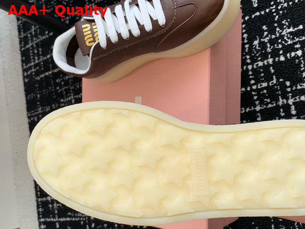 Miu Miu Bleached Leather Sneakers in Brown 5E278E Replica