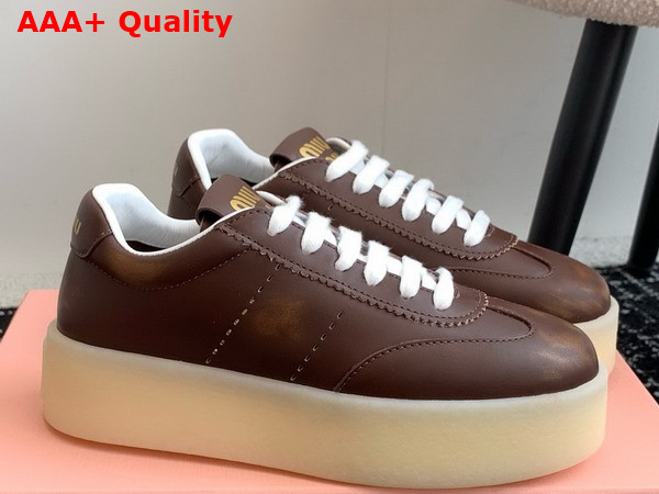 Miu Miu Bleached Leather Sneakers in Brown 5E278E Replica