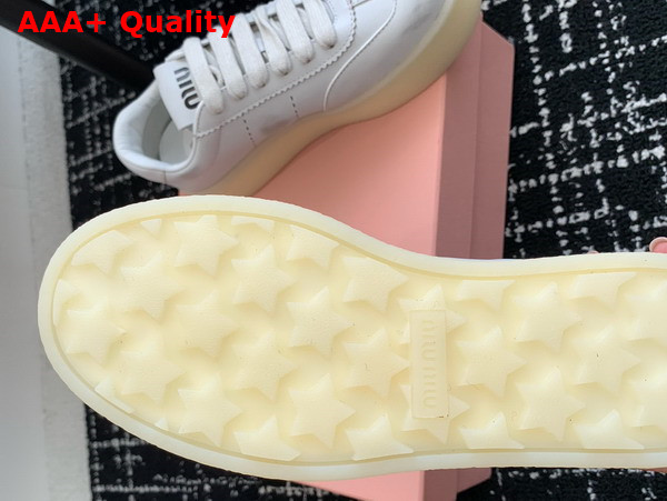 Miu Miu Bleached Leather Sneakers in White 5E278E Replica