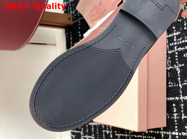 Miu Miu Bleached Leather and Shearling Penny Loafers in Ebony 5D530E Replica