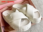 Miu Miu Block Leather Slides in White Replica
