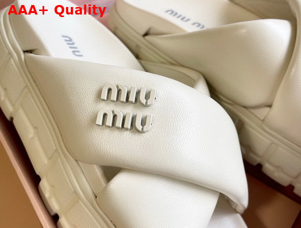 Miu Miu Block Leather Slides in White Replica