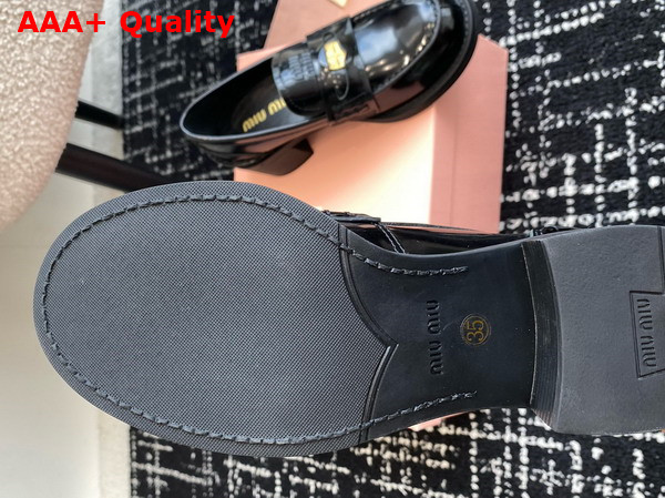 Miu Miu Brushed Leather Loafers in Black 5D276E Replica