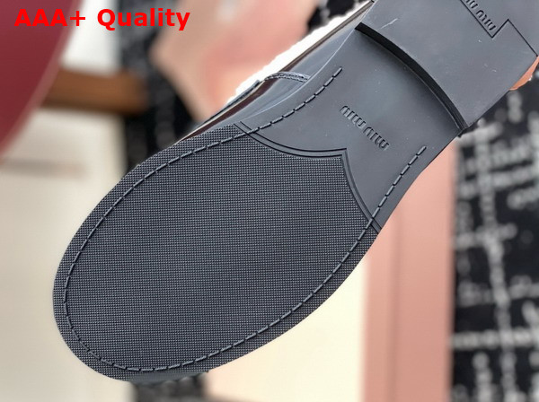 Miu Miu Brushed Leather and Shearling Penny Loafers in Black 5D530E Replica