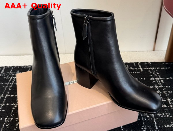 Miu Miu Calf Leather Booties in Black 5T520E Replica