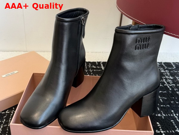 Miu Miu Calf Leather Booties in Black 5T520E Replica