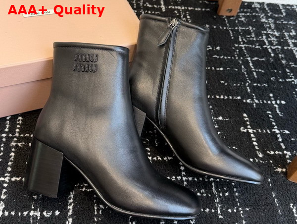 Miu Miu Calf Leather Booties in Black 5T520E Replica