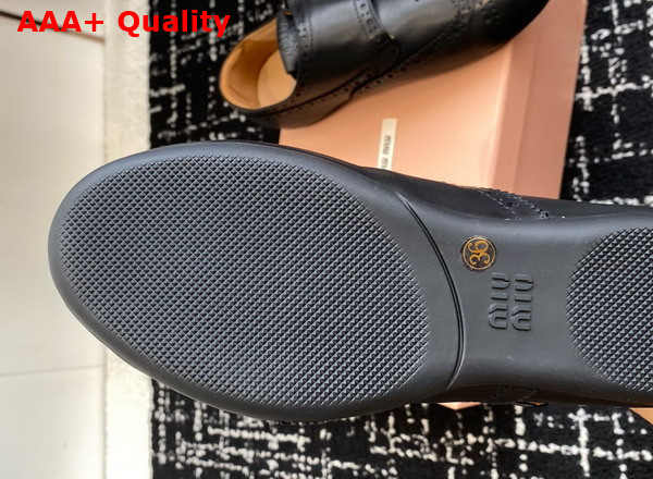 Miu Miu Calf Leather Brogue Shoe with Buckles in Black 5E510E Replica