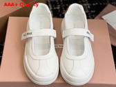 Miu Miu Calf Leather Mary Jane Ballerinas in White 5F371E Replica