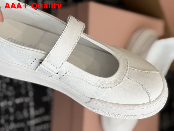 Miu Miu Calf Leather Mary Jane Ballerinas in White 5F371E Replica