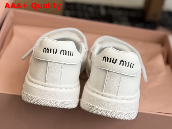 Miu Miu Calf Leather Mary Jane Ballerinas in White 5F371E Replica