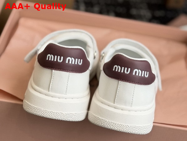 Miu Miu Calf Leather Mary Jane Ballerinas in White 5F371E Replica