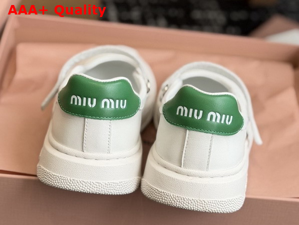 Miu Miu Calf Leather Mary Jane Ballerinas in White 5F371E Replica