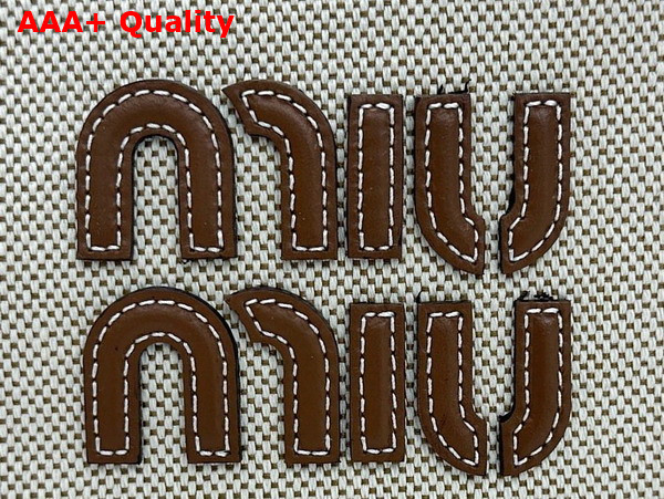 Miu Miu Canvas Ivy Bag in Beige and Brandy Replica