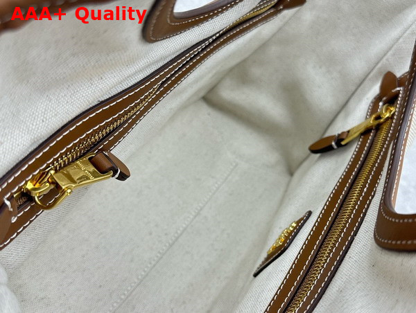 Miu Miu Canvas Ivy Bag in Beige and Brandy Replica