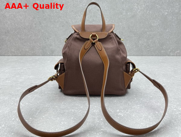 Miu Miu Canvas and Leather Backpack Cocoa Brown and Brandy 5BZ042 Replica