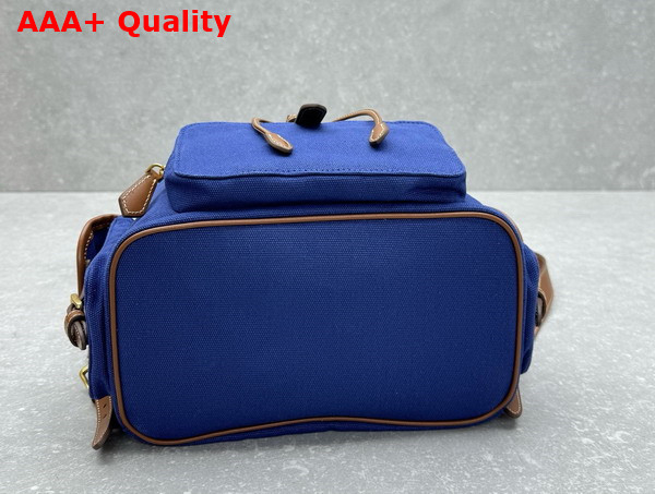 Miu Miu Canvas and Leather Backpack Cornflower Blue and Brandy 5BZ042 Replica