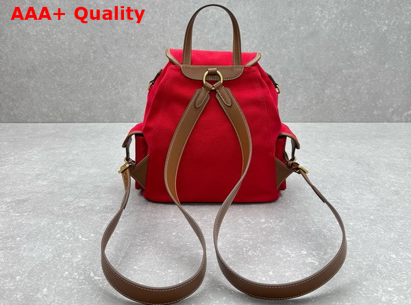 Miu Miu Canvas and Leather Backpack Red and Brandy 5BZ042 Replica