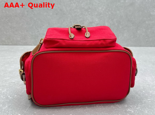 Miu Miu Canvas and Leather Backpack Red and Brandy 5BZ042 Replica