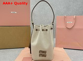 Miu Miu Canvas and Leather Bucket Bag Beige Brandy 5BE089 Replica