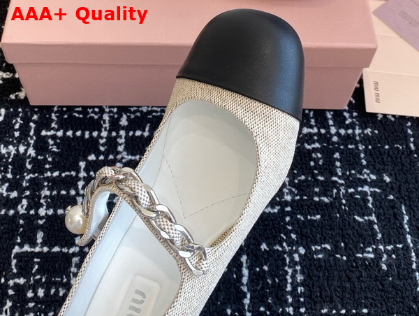 Miu Miu Canvas and Leather Pumps in Beige and Black 5I248D Replica