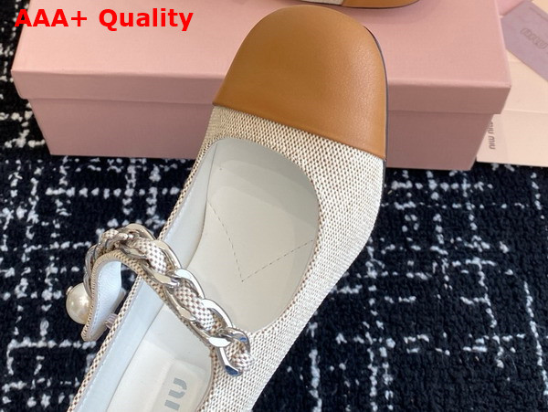 Miu Miu Canvas and Leather Pumps in Beige and Brandy 5I248D Replica