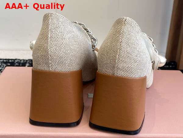 Miu Miu Canvas and Leather Pumps in Beige and Brandy 5I248D Replica