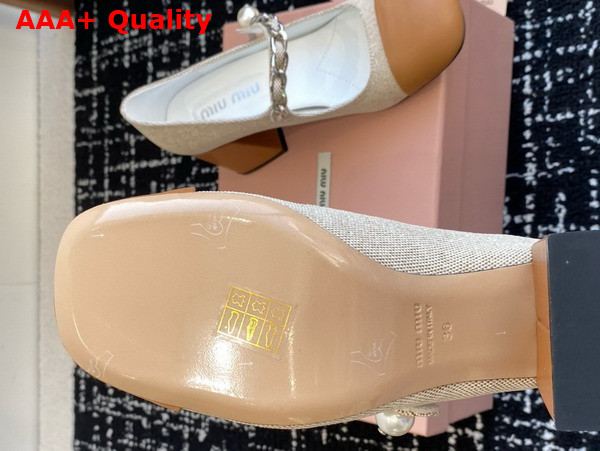 Miu Miu Canvas and Leather Pumps in Beige and Brandy 5I248D Replica