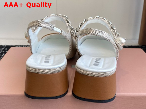 Miu Miu Canvas and Leather Slingback Pumps in Beige and Brandy 5I045E Replica