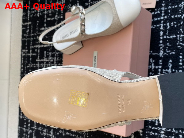 Miu Miu Canvas and Leather Slingback Pumps in Beige and White 5I045E Replica
