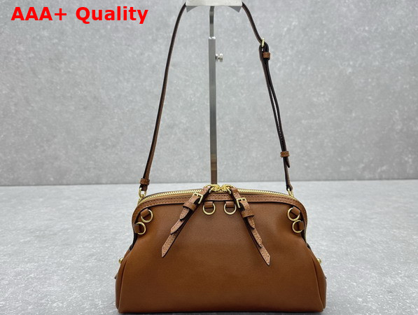 Miu Miu Caprice Leather Clutch in Cognac 5BF131 Replica